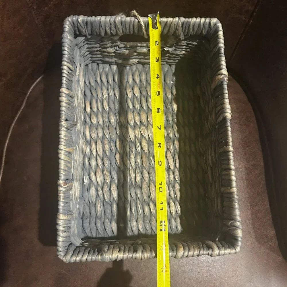 NWT Handwoven Rectangular Rustic Farmhouse Decor Water Hyacinth Basket